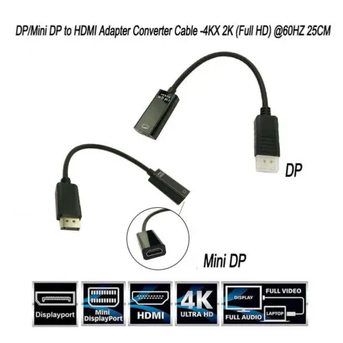 Переходник DP DisplayPort в HDMI Кабель адаптер активный 4K HD 1080P видео аудио конвертер