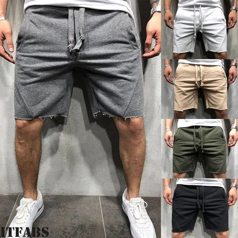Summer Sports Style Men Short Pants Pocket Casual Jogging Trousers Shorts Jogger Plain Color Drawstring Gym Streetwear | Мужская одежда