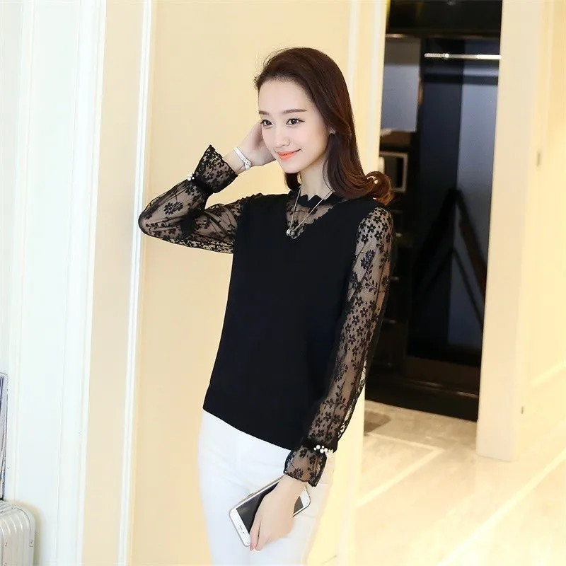 

Spring Autumn Women Pullovers Sweater Knitted Elasticity Casual Jumper Fashion Slim O-neck Long Sleeve Female Lace Sweaters