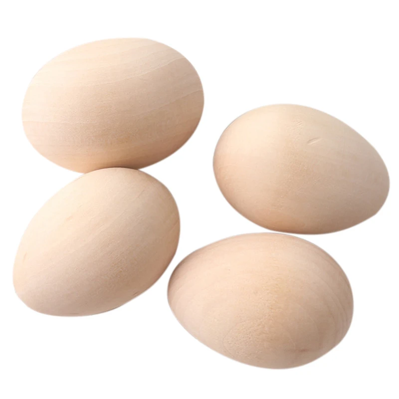 63Mm 12Pc Large Wooden Eggs Shape Diy Unfinished Wood Egg Handmade Bottom Teething Toys Nurse Gifts Baby Teether | Игрушки и хобби