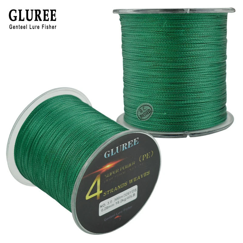 GLUREE 100% PE 300 м/328 ярдов 4 стойки леска плетеная многонитевая супер прочная
