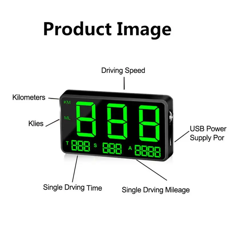 Цифровой Автомобильный GPS Hud с большим экраном C80 измеритель скорости км/ч миль/ч