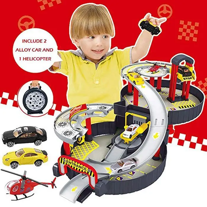 Rail Parking Storey Spiral Kids Vehicles сплав 2 детские автомобильные Мультяшные гаражные