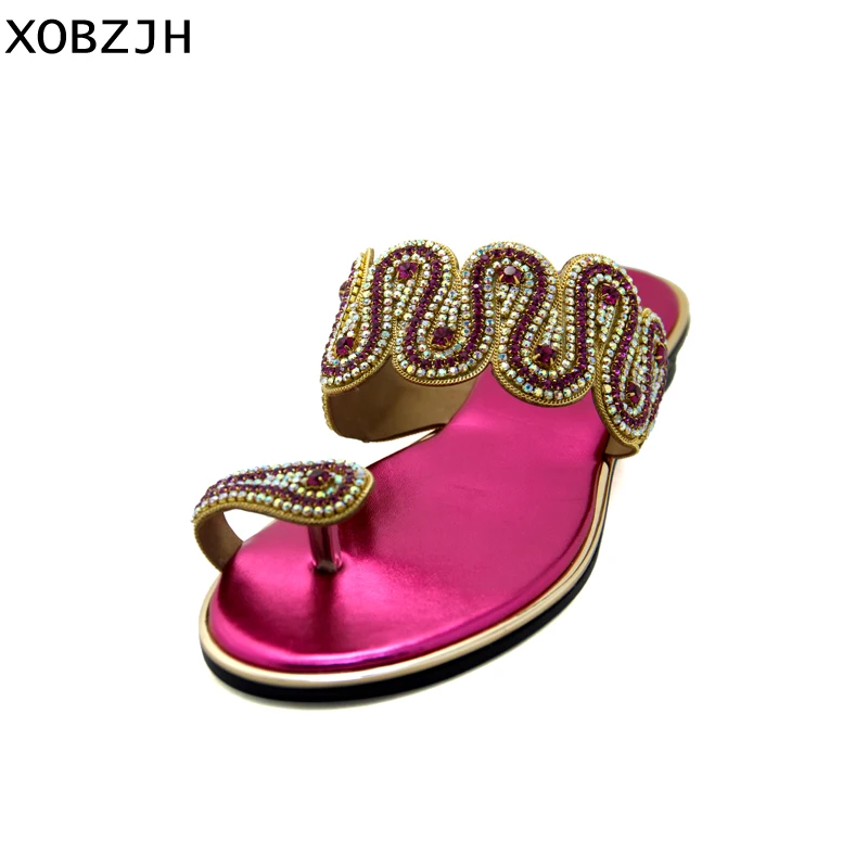 XOBZJH/2018 г. Новая обувь женские модные сандалии на плоской подошве пикантные летние