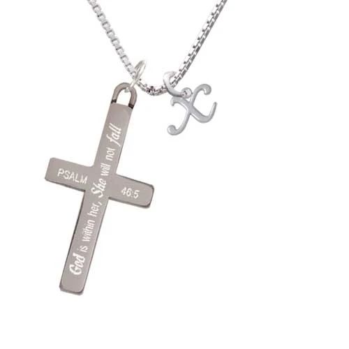 Mini Gelato Script Initial - X She will not Fall Cross Necklace | Украшения и аксессуары