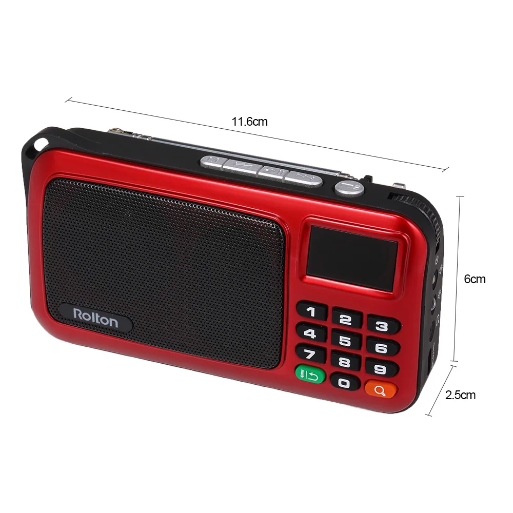 Портативный мини FM радиоприемник Rolton W405 музыкальный плеер TF карта USB