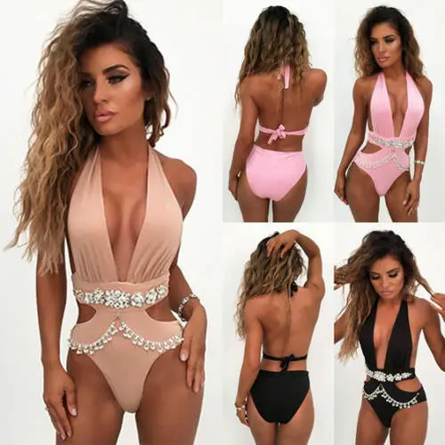 Женский слитный купальник с чашками пуш ап без рукавов|Боди| |