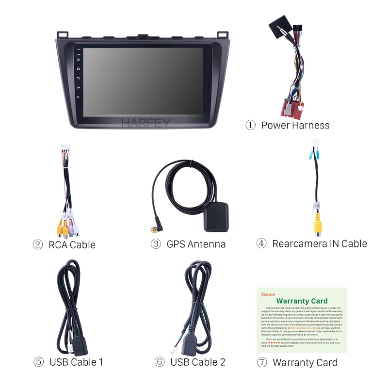 Harfey GPS Мультимедийный проигрыватель автомобиля радио для 2008 2009 2010-2015 Mazda 6 Rui крыло