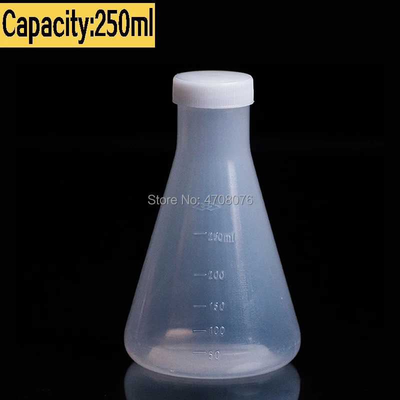 250 мл 2 ⑤ упак. PP градуированная коническая фляга Erlenmeyer с чехлом треугольная