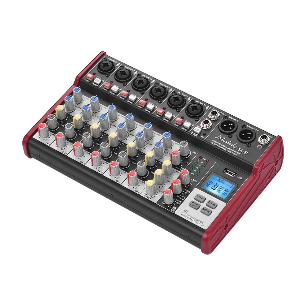 Muslady SL 8 канальный смешивания консольный микшер 2 полосным эквалайзером