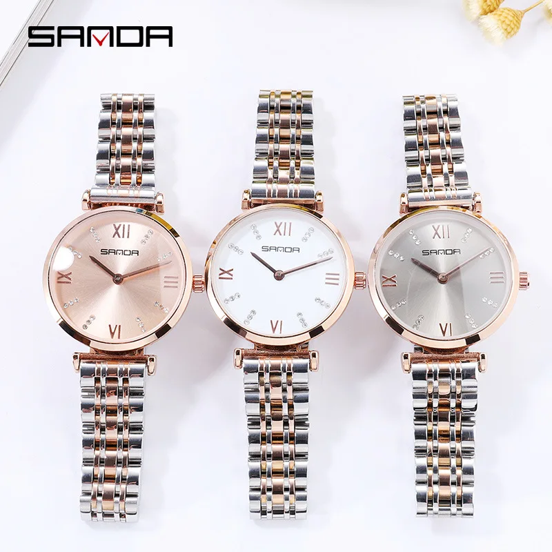 New fashion ladies watch trend simple diamond scale steel belt waterproof quartz | Наручные часы