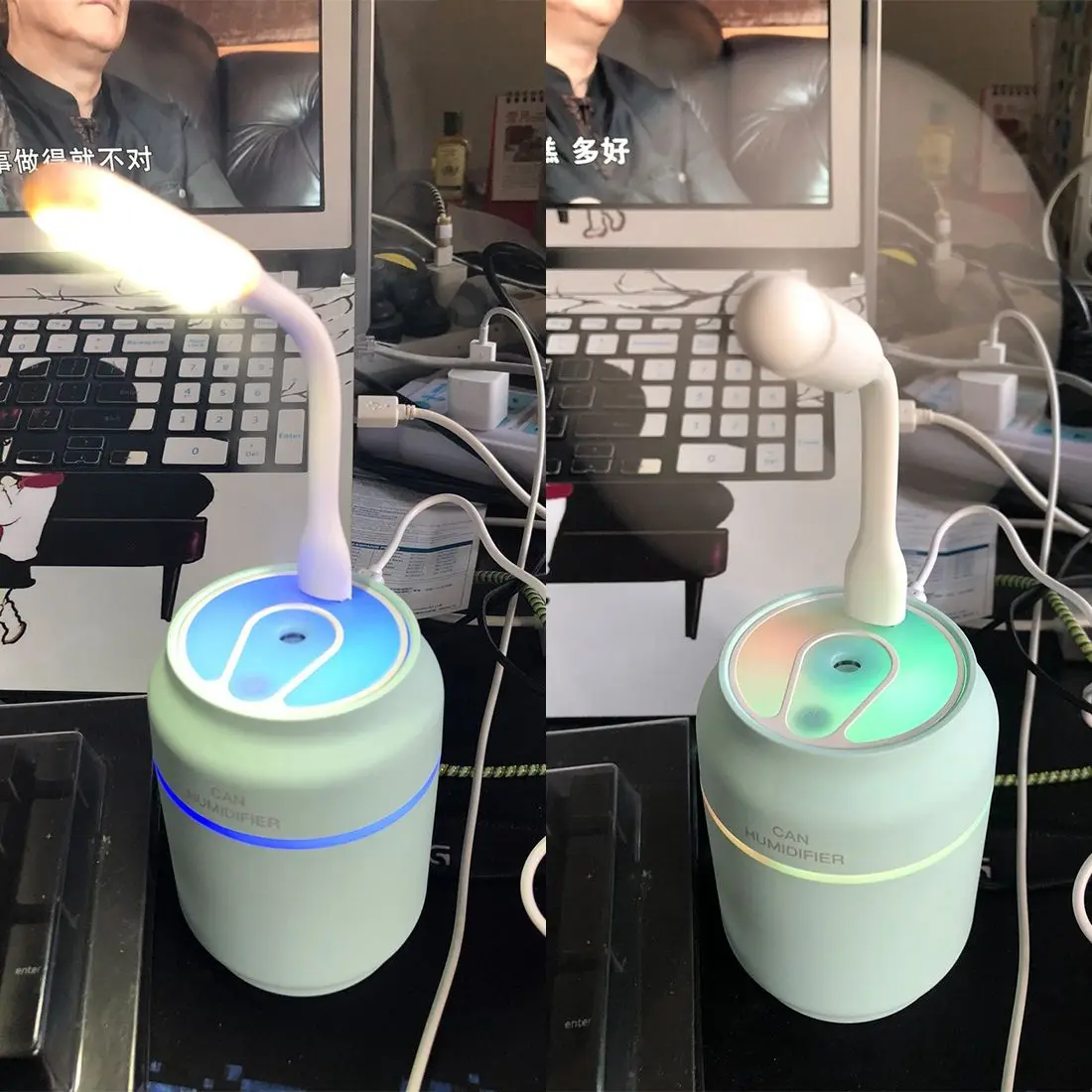 Горячий Портативный 3 in 1USB увлажнитель вентилятор Светодиодный Ночник