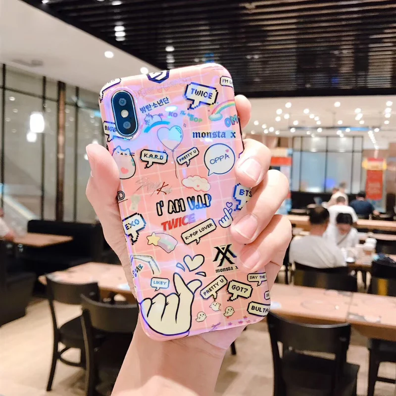 Lovebay Blue Ray Phone Чехол для iPhone 6 6s 7 8 Plus X Dreamy любовное письмо с сердцами узор глянцевый