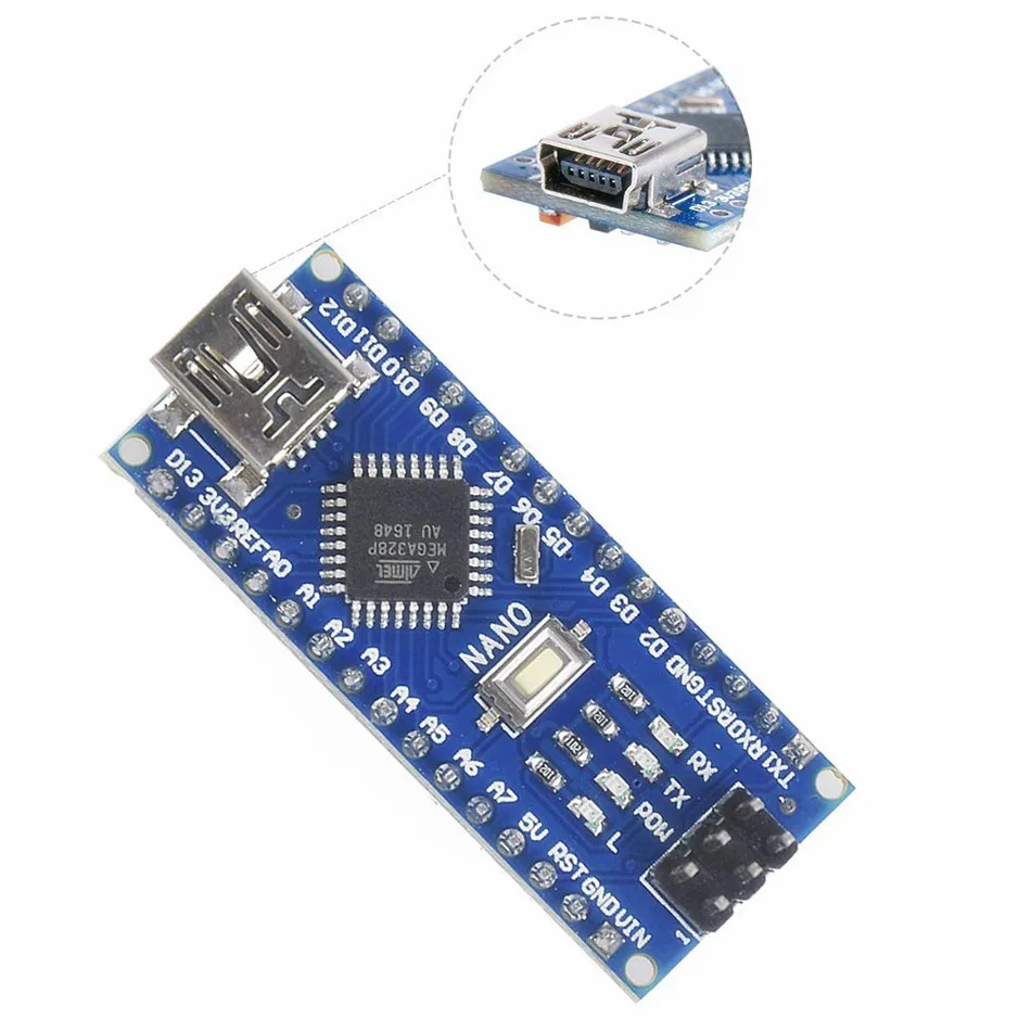 50 шт. Nano Mini USB с Загрузчиком совместимый контроллер 3 0 Для arduino CH340 драйвер 16 МГц v3.0