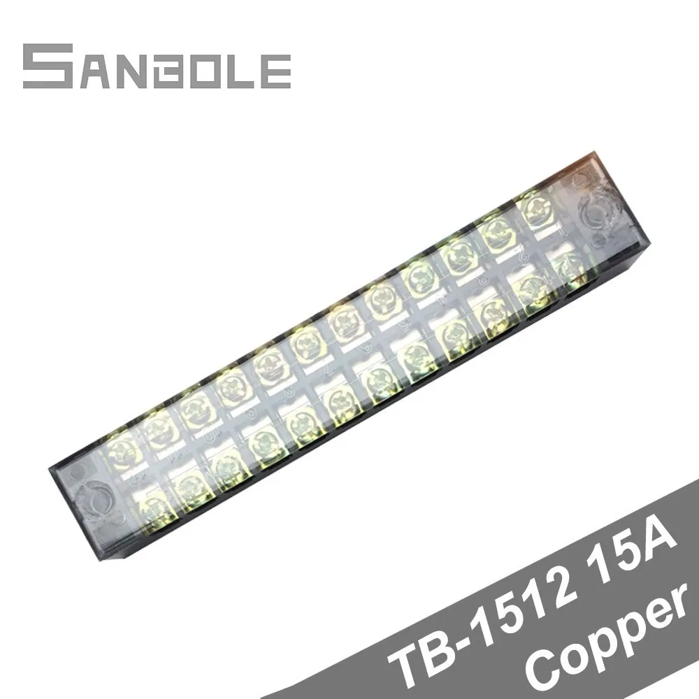 

Terminal Block TBC-1512/TB-1512 Dual Row Fixed Type 15A 600V 12 Position 0.5-1.5mm2 Connection Electrical Copper