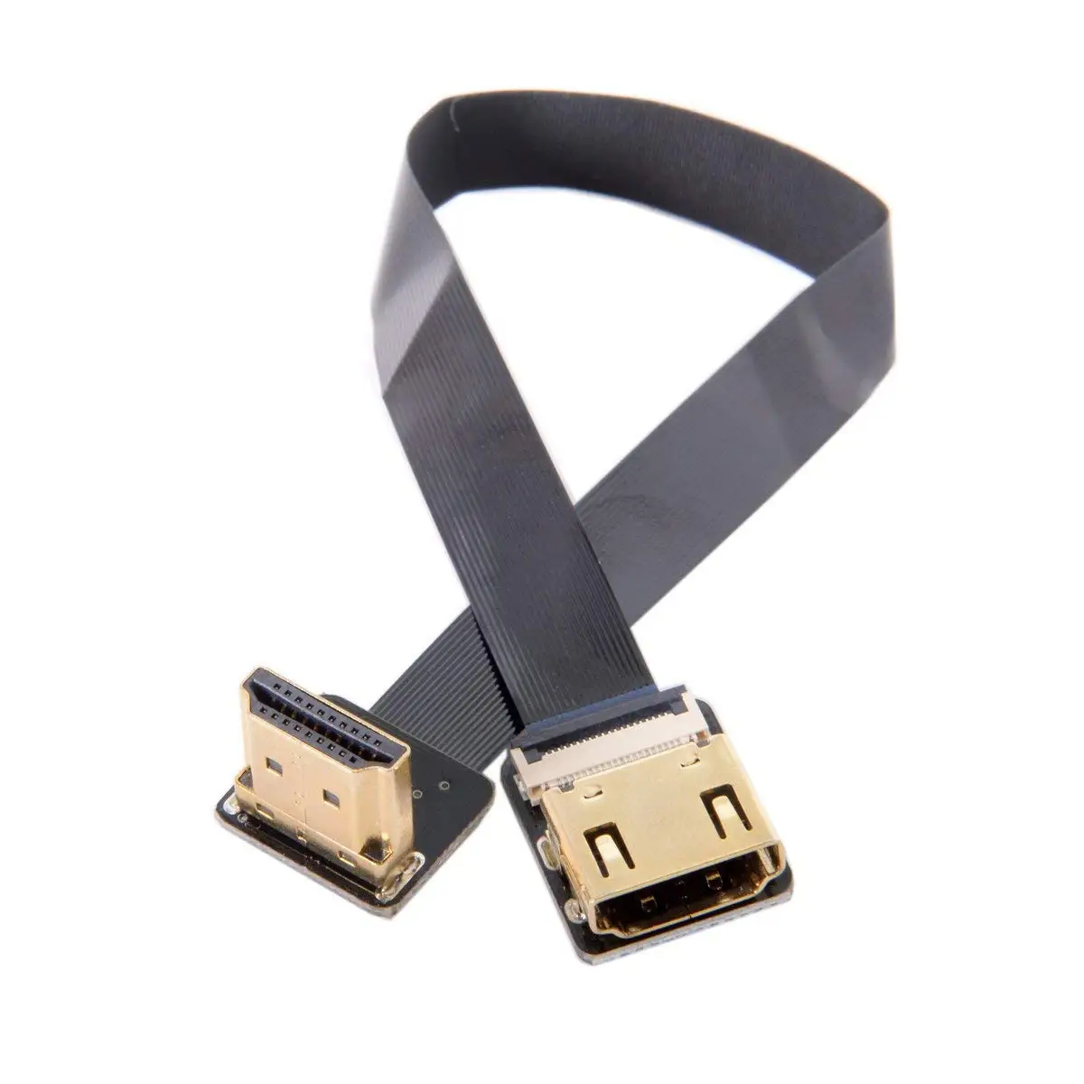 FPC плоский кабель для HDTV с углом обзора 90 градусов HDMI штекер-гнездо 20 см черный |