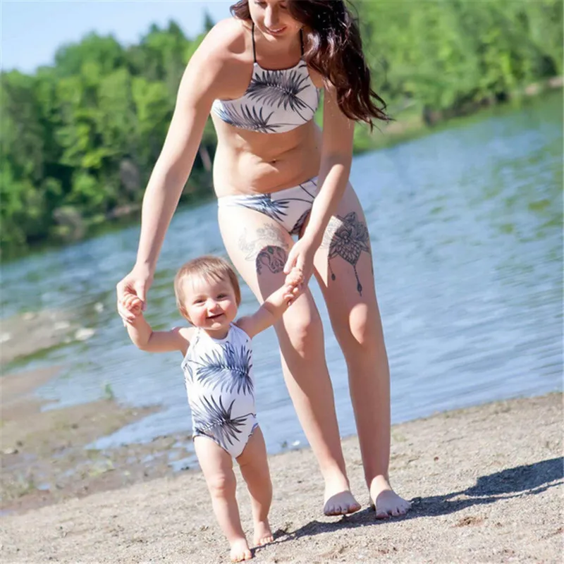 2018 новый сексуальный комплект бикини для мамы и дочки летний купальный костюм с