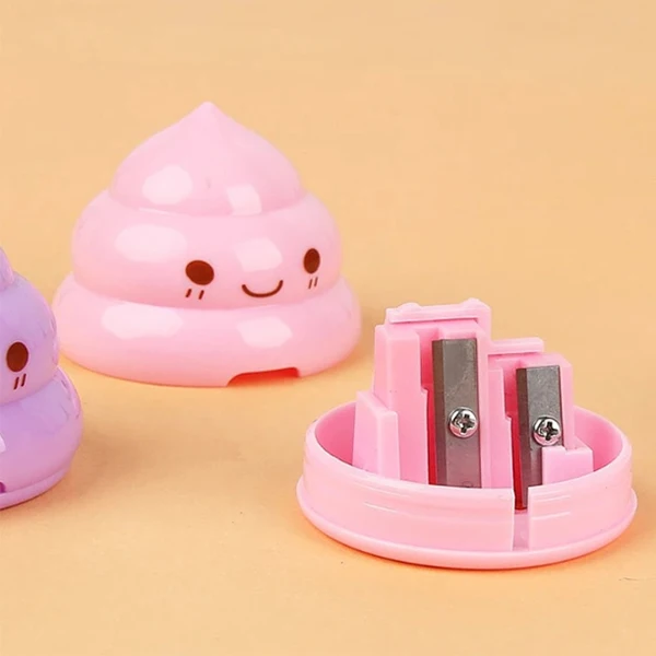 AAAJ-3PCS Cute Creative Pencil Sharpener 2 Holes Pattern of Poop-Random Color | Канцтовары для офиса и дома