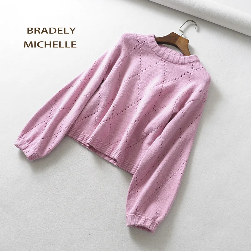 BRADELY MICHELLE Осень Зима теплые вязаные свитера для женщин 2018 круглый вырез длинный