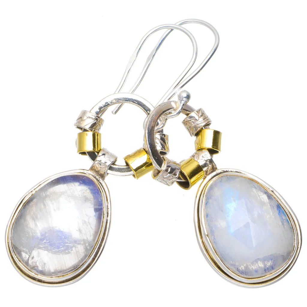 Natural Rainbow Moonstone Handmade Unique 925 Sterling Silver Earrings 1.75&quot A0804 | Ювелирные украшения