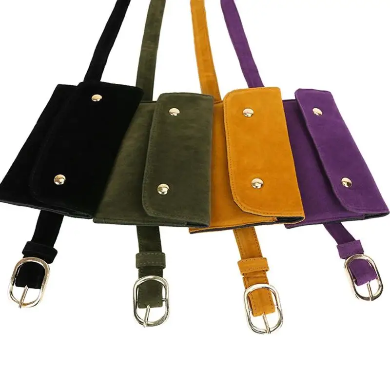 Velvet Women Waist Bag Female Money Phone Fanny Pack Waistbag Scrub Leather Bum Famous Brand Belt | Багаж и сумки