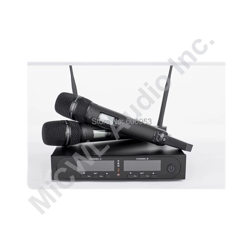 Pro SKM9000 2x100 канальный караоке беспроводной микрофон Система сценическая