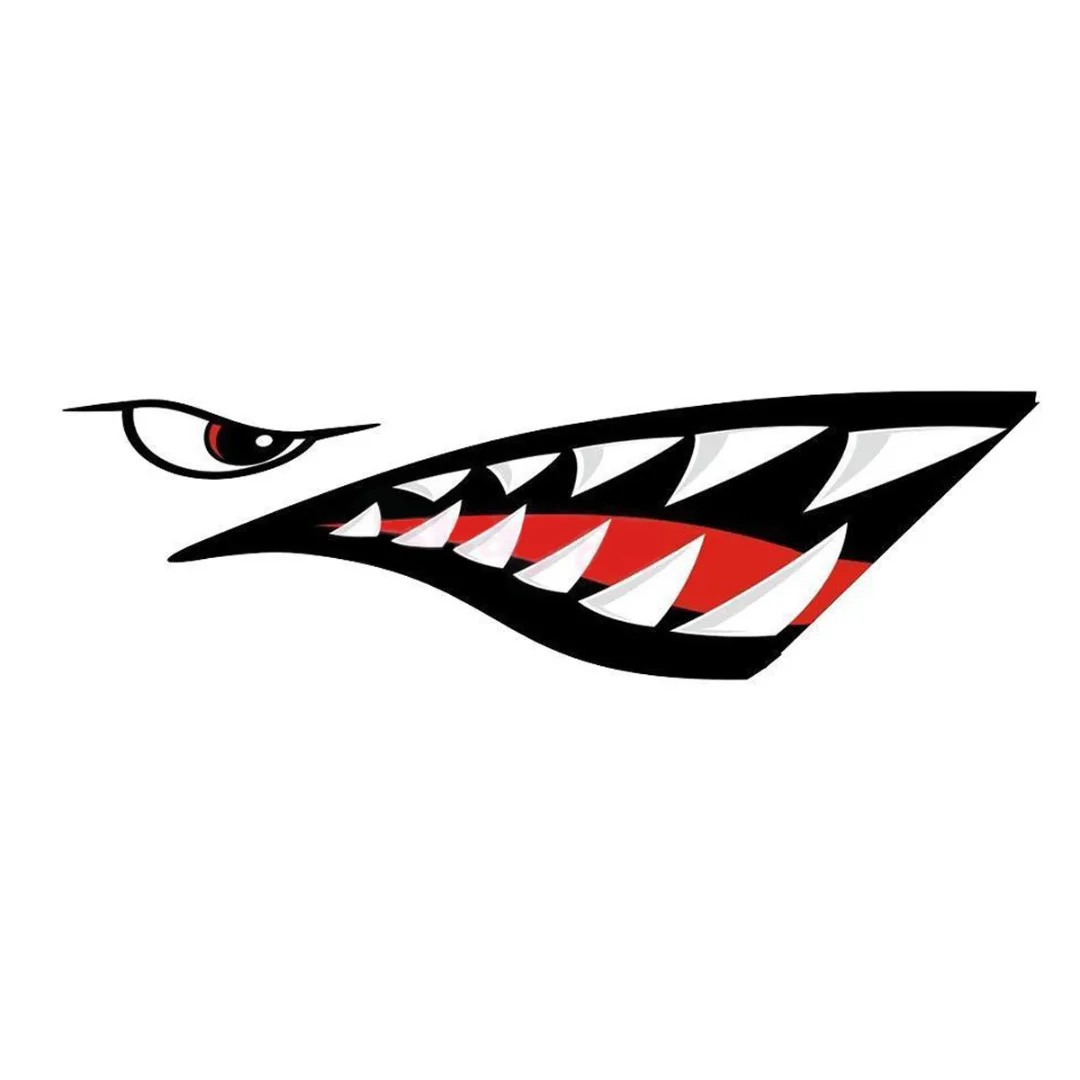 

Treyues 1pair 38x13cm Waterproof DIY Funny Shark Teeth Mouth Vinyl Car Sticker Decal For Kayak Canoe Dinghy Auto Car