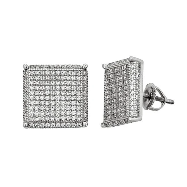 YGI SZE4586W2W Стерлинговое Серебро родий Micropave квадратный винт Back Stud 15x15 in.|Серьги| |