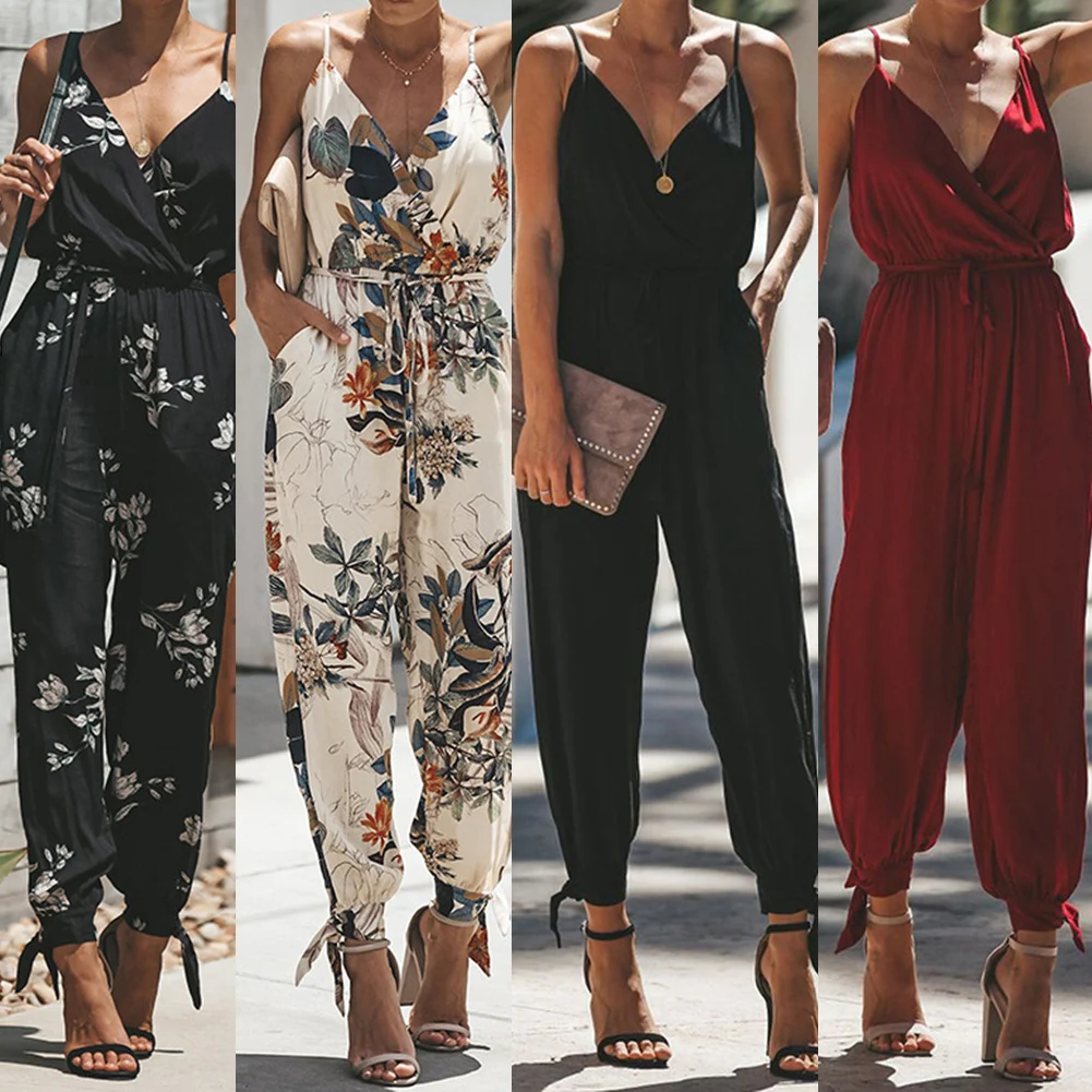 YJSFG домашний сексуальный Осенний комбинезон с цветочным принтом женский