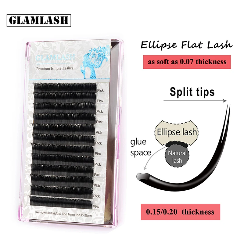 Накладные ресницы GLAMLASH накладные в виде плоского эллипса индивидуальные супер