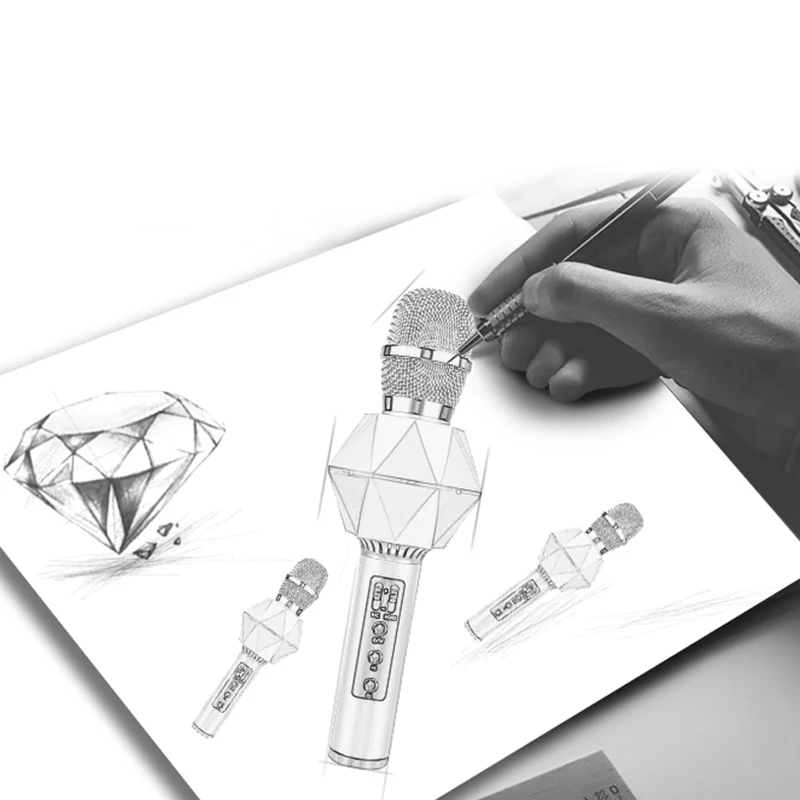 Топ K7 караоке с конденсатором и Bluetooth беспроводной микрофон металлический Kara Ok
