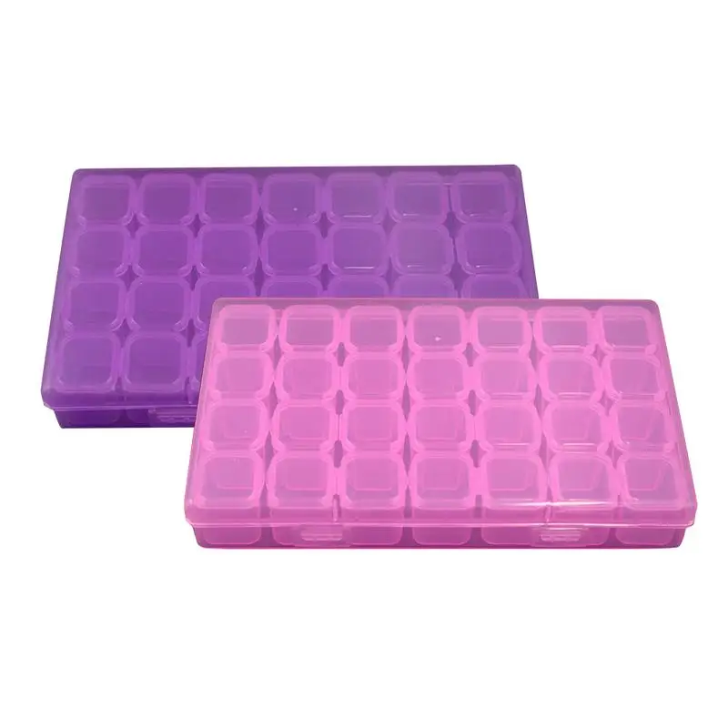 

28 Compartments Manicure Nail Art Jewelry Accessories Storage Box Independent Compartment Rhinestone Box