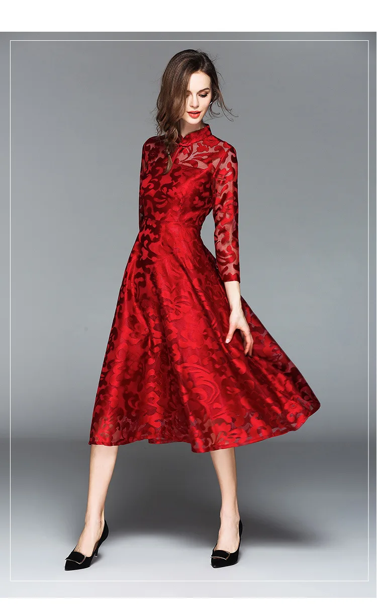 

Godeir Winter Autumn Dress Women 2020 Elegant Black Lace Long Party Dress Female Slim Wedding Bridesmaids Maxi Dresses 3XL
