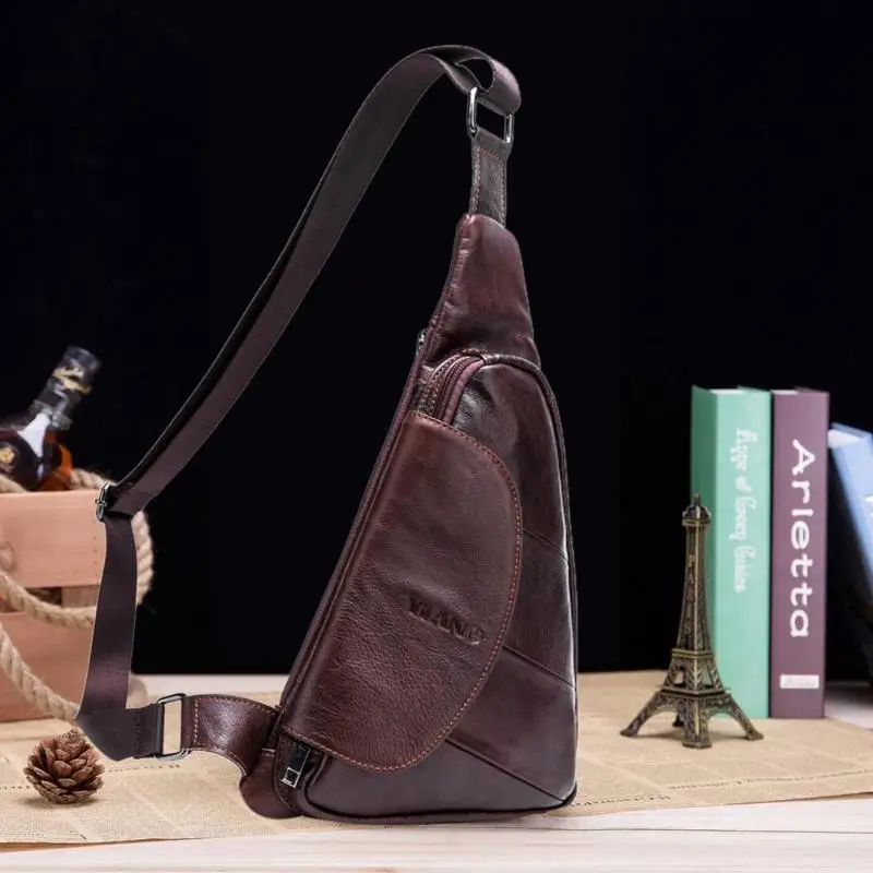 Men Triangle Leather Shoulder Bag Waist Belt Packs High Quality Male Crossbody Fashion Chest Bags Messenger | Багаж и сумки