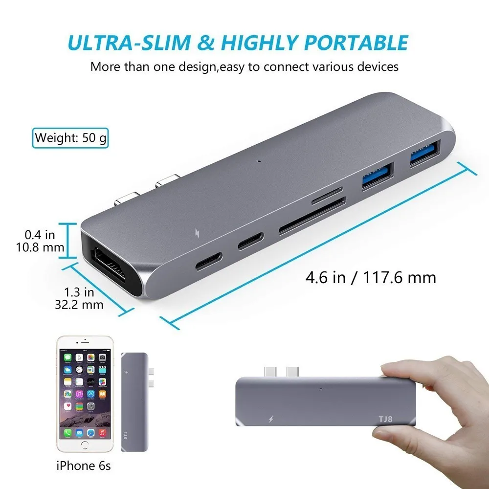 Usb type C концентратор адаптер Thunderbolt 3 док станция с USB 4 K HDMI 2 0 SD и устройство для