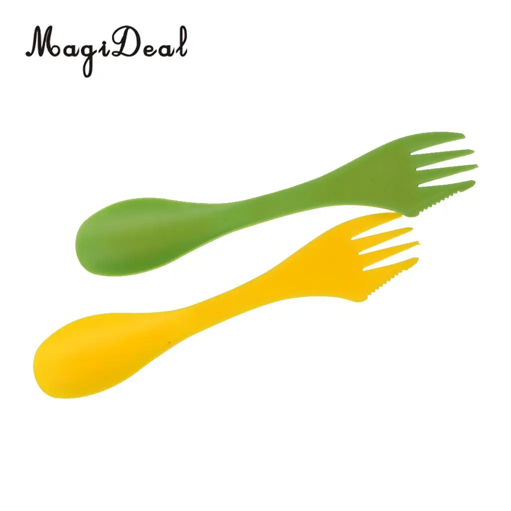 MagiDeal 6 шт./компл. посуда для кемпинга Spork комбинированный гаджет путешествий ложка