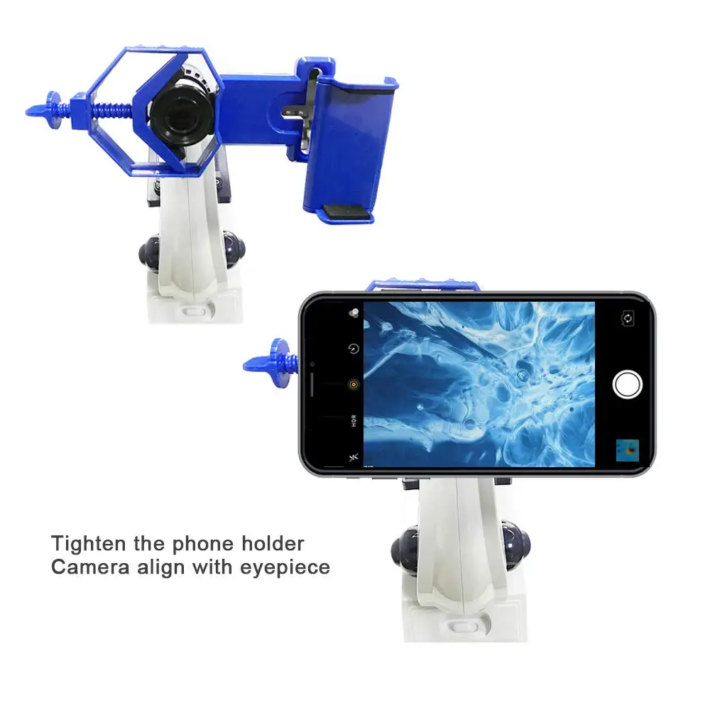 Микроскоп для детей набор начинающих микроскопов синий/белый со светодиодами 80X