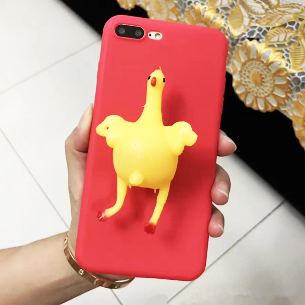 3D антистресс милый чехол Tiktok курица лежа яйцо Телефон для iPhone X XS 6 7 8 Plus снятие