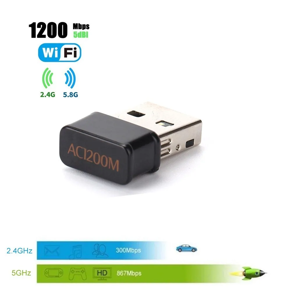 Беспроводная сетевая карта 1200 Мбит/с USB WiFi адаптер двухдиапазонный 2 4 ГГц/5 ГГц
