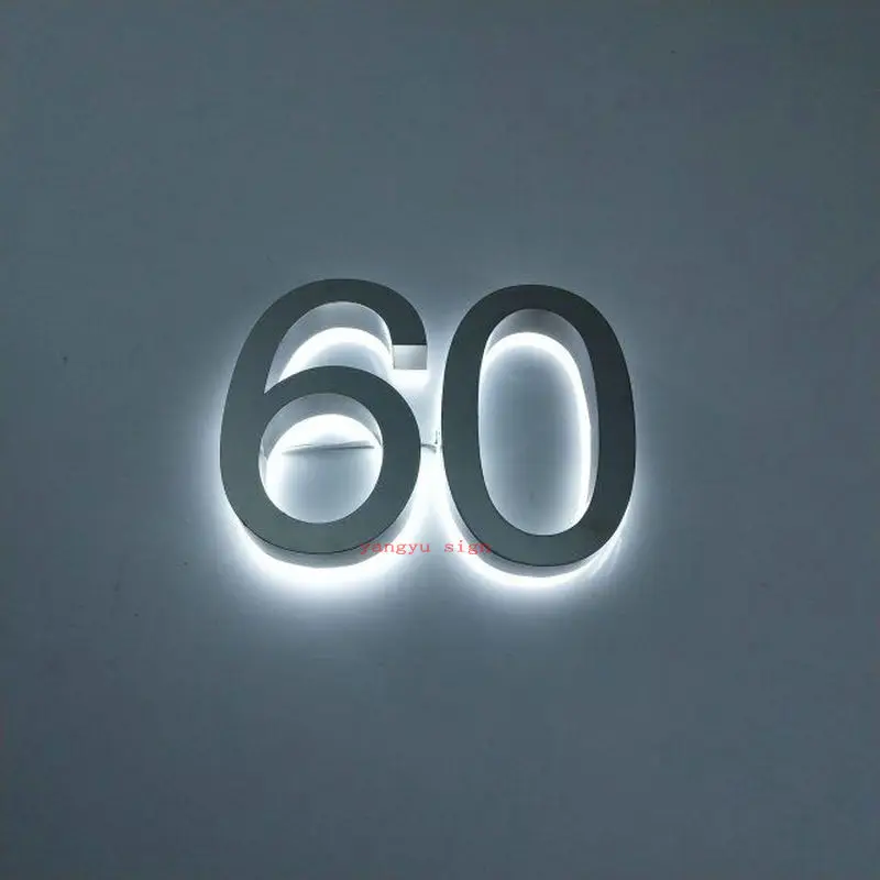 Custom Outdoor 3D lighted address numbers stainless steel led backlit house numbers images - 6