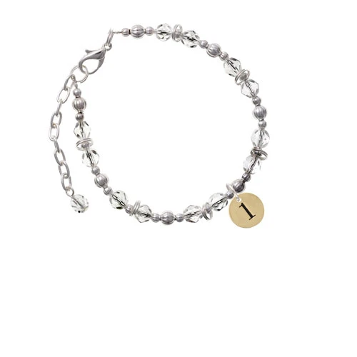 Goldtone диск 1/2 ''номер 1 из прозрачных бусин браслет |