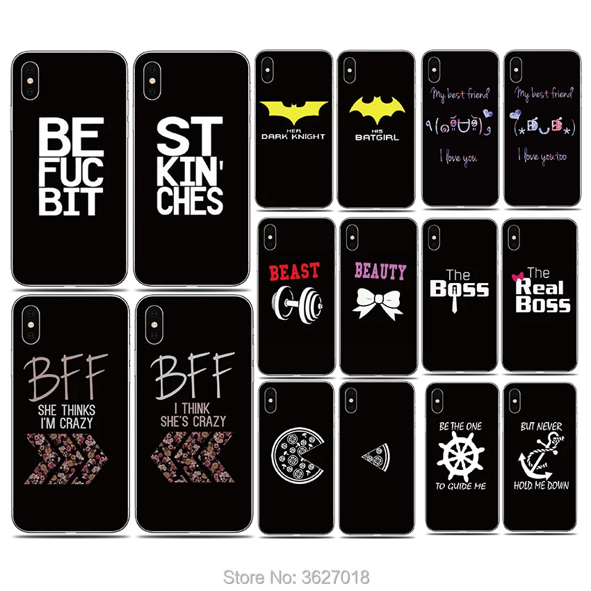 YAZHYUJE Новый Мягкий ТПУ пара BFF лучший друг телефон чехол для Iphone 7 8 6 6S Plus X XS MAX XR 5S SE