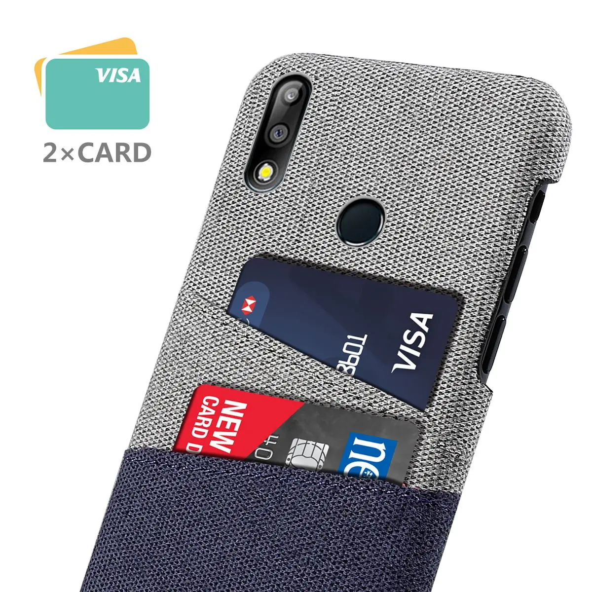 For Asus Zenfone Max Pro M2 ZB631KL ZB633KL Case Fabric Cloth Splicing Card Slot Hard PC Cover | Мобильные телефоны и