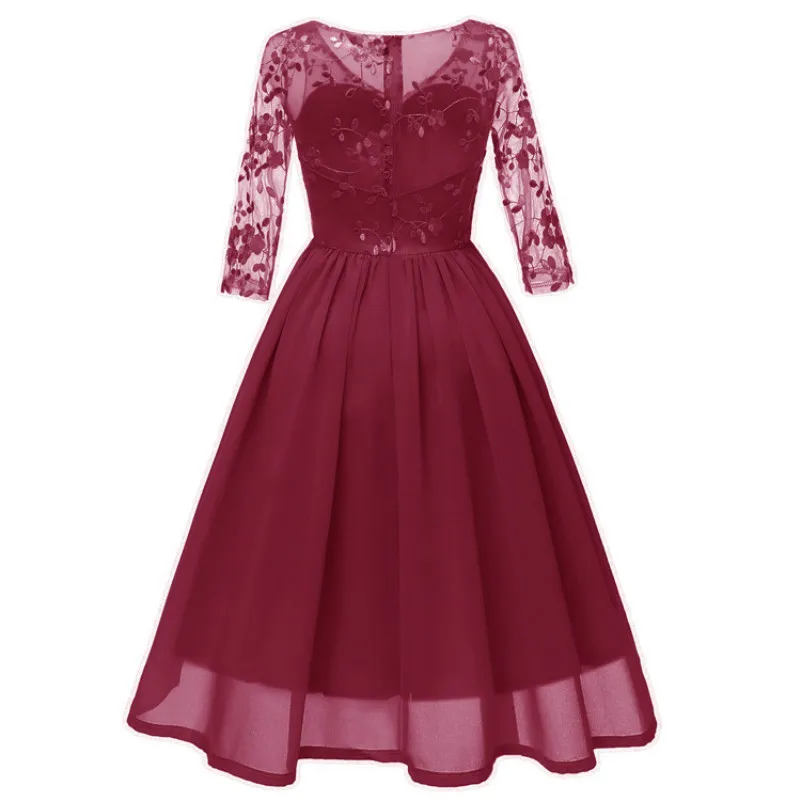 MUXU Красное Кружевное шифоновое винтажное платье с вышивкой vestidos Женская одежда