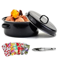 1pcs kitchen sweet potato corn meat roasting pot 24m barbecue pans with insulated gloves and clips smokeless bbq grill