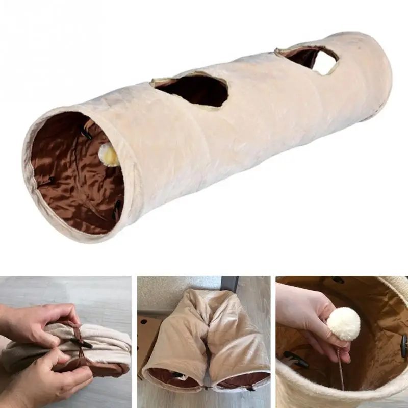 Cat Tunnel играть трубы 2 Отверстия Складная кошка щенок кролик тизер забавные скрыть