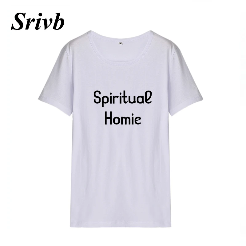 Srivb 2018 Новинка Spirituae Homie забавная футболка женская уличная черная белая с круглым