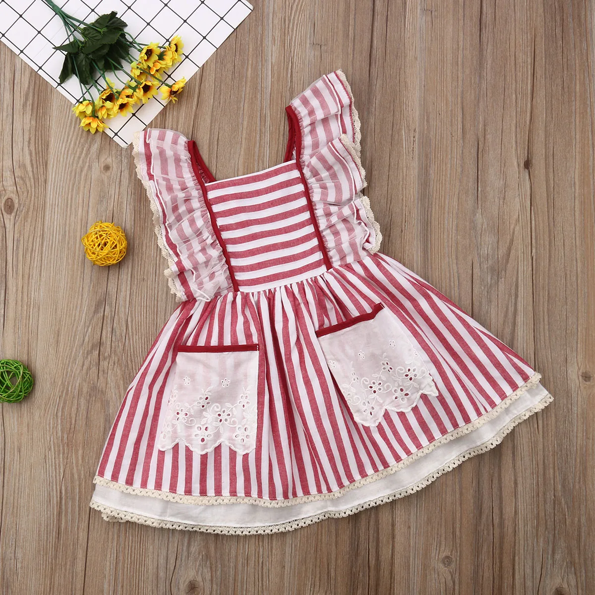 2019 Children Summer Clothing Kid Baby Girl Bridesmaid Tutu Lace Dress Ruffled Backless Princess Wedding Pageant Pocket | Детская одежда