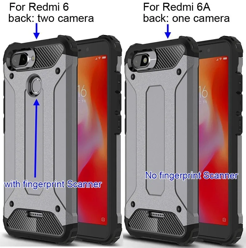 Coque For Xiaomi Redmi 6A Case Protection Armor Cover On Xiomi 6 A Hard Hybrid PC Redmi6 / Redmi6a Phone Bags | Мобильные телефоны