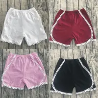 Summer Baby Toddler Girls' candy colors Pom Pom Trim lace Beach Shorts